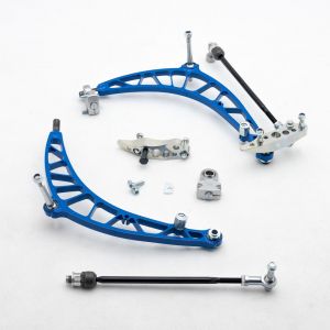 The complete Wisefab BMW E46 Narrow Lock Kit, including all the components necessary for optimal front suspension performance