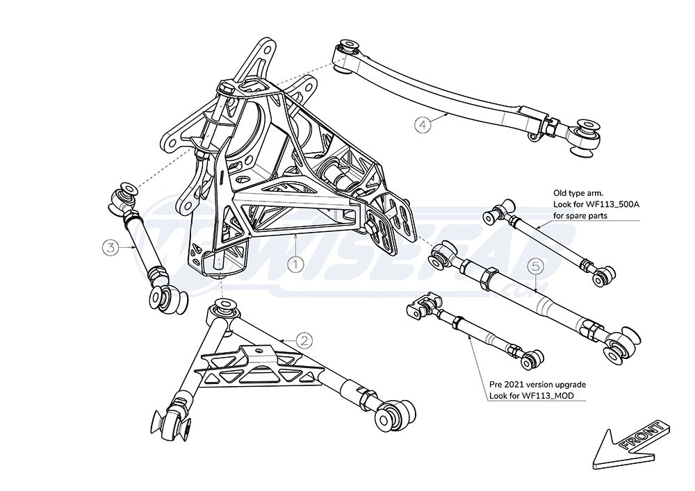 S13 renewed rear suspension kit by Wisefab with EAL
